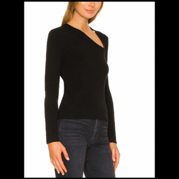 One Grey Day Leon Asymmetric Neck Long Sleeve Knit Top/Sweater Black Size S - Picture 2 of 15